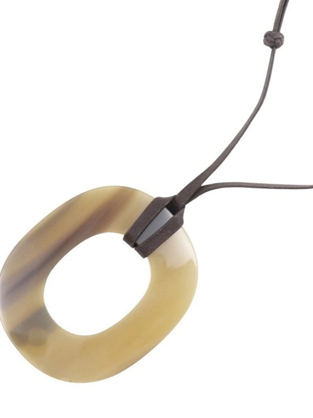 Hermes Ism Necklace Brown Buffalo Horn 28g Women View 3